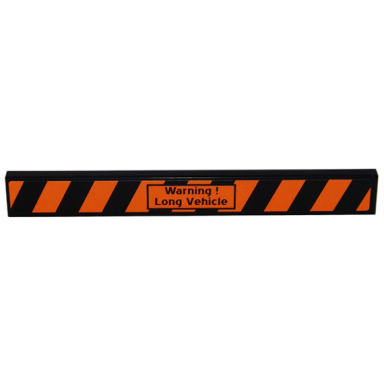 black tile 1 x 8 with warning ! long vehicle and black and orange danger stripes pattern sticker - set 8147