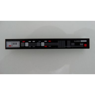 black tile 1 x 8 with dark gray light gray and red lights and dark gray lines pattern sticker - set 9500