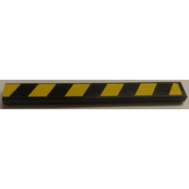 black tile 1 x 8 with black and yellow danger stripes pattern model left side sticker - set 8491