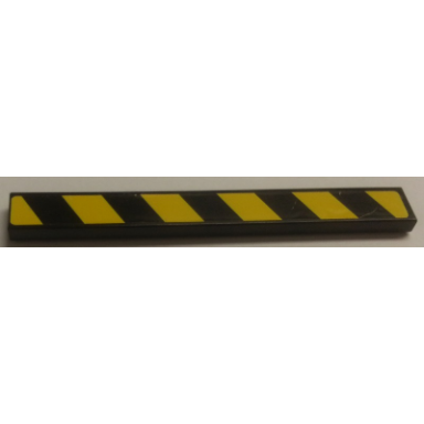 black tile 1 x 8 with black and yellow danger stripes pattern model right side sticker - set 8491