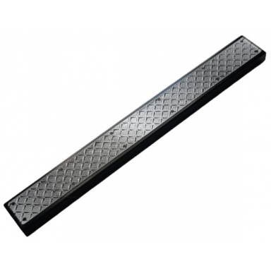 black tile 1 x 8 with silver tread plate with black rivets pattern sticker - set 9395
