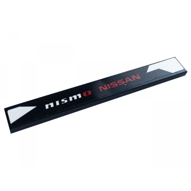 black tile 1 x 8 with nismo red nissan and white shapes pattern model right side sticker - set 76896