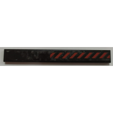black tile 1 x 8 with red danger stripes pattern sticker - set 70908