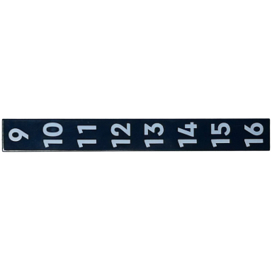 black tile 1 x 8 with white numbers 9 10 11 12 13 14 15 and 16 pattern