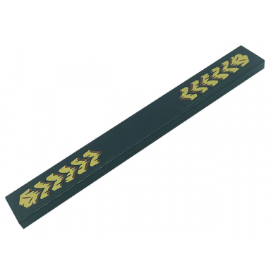 black tile 1 x 8 with gold chevrons and reddish brown rust pattern stickers - set 71755