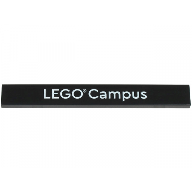 black tile 1 x 8 with white lego campus pattern