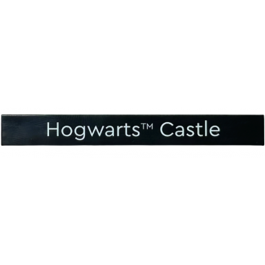 black tile 1 x 8 with white hogwarts trade; castle pattern
