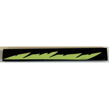 black tile 1 x 8 with yellowish green stripe with jagged edges pattern model left side sticker - set 70425