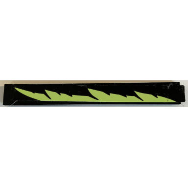 black tile 1 x 8 with yellowish green stripe with jagged edges pattern model right side sticker - set 70425