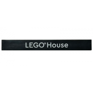 black tile 1 x 8 with white lego house bold font pattern