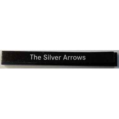 black tile 1 x 8 with white the silver arrows pattern sticker - set 75883