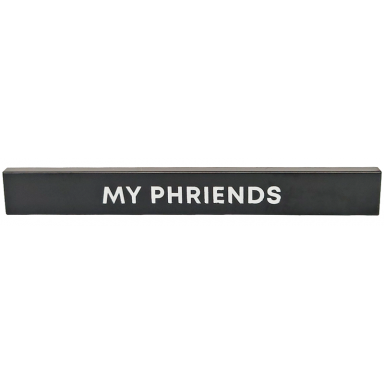 black tile 1 x 8 with white my phriends pattern