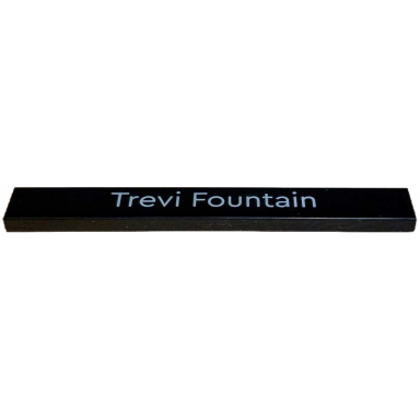 black tile 1 x 8 with white trevi fountain wide print pattern