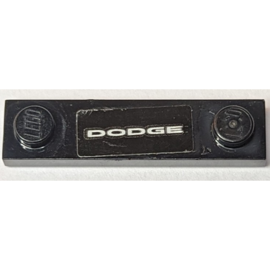 black plate modified 1 x 4 with 2 studs with groove with silver dodge pattern sticker - set 75893