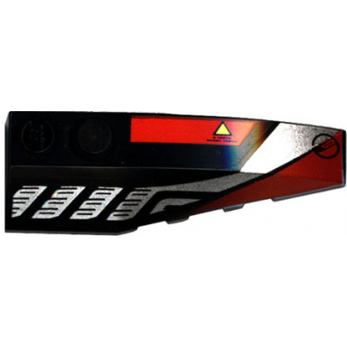 black wedge 6 x 2 right with sleek silver and red pattern