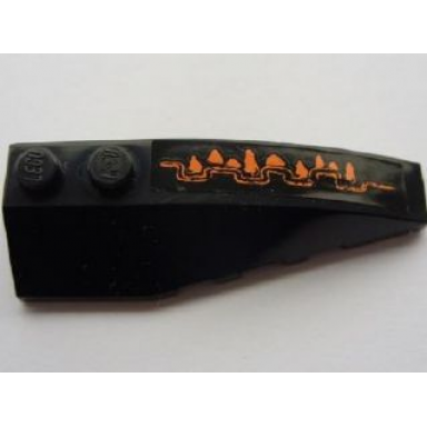 black wedge 6 x 2 right with short orange claw pattern sticker - set 8076