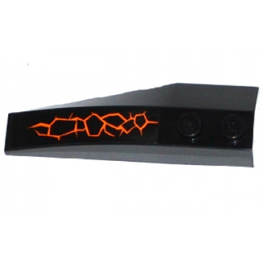 black wedge 6 x 2 right with orange cracks pattern sticker - set 70733