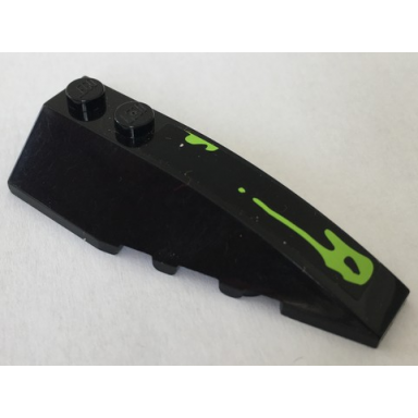 black wedge 6 x 2 right with lime slime on black background pattern sticker - set 70133