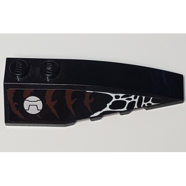 black wedge 6 x 2 right with silver circle reddish brown and white scales pattern sticker - set 70134