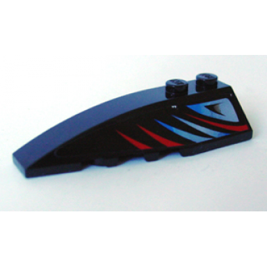 black wedge 6 x 2 left with sleek red and bluish silver pattern sticker - set 8669