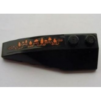 black wedge 6 x 2 left with short orange claw pattern sticker - set 8076