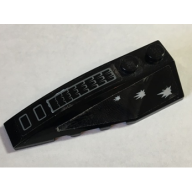black wedge 6 x 2 left with 3 white bullet holes and air outlet grille pattern stickers - set 5973