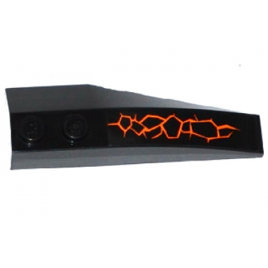 black wedge 6 x 2 left with orange cracks pattern sticker - set 70733