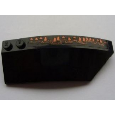 black wedge 8 x 3 x 2 open right with long orange claw pattern sticker - set 8076