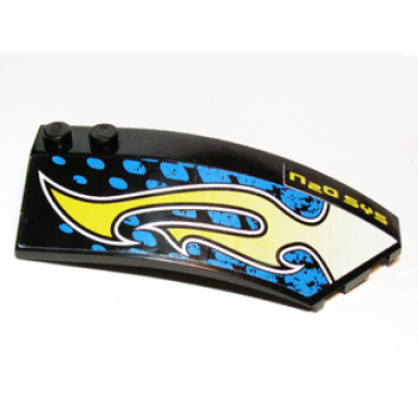 black wedge 8 x 3 x 2 open right with n2o sys and lime flames pattern stickers - set 8139