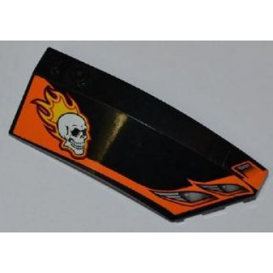 black wedge 8 x 3 x 2 open right with headlights skull and yellow flames pattern stickers - set 7971
