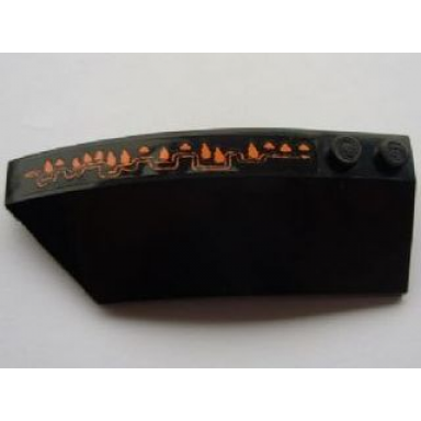 black wedge 8 x 3 x 2 open left with long orange claw pattern sticker - set 8076