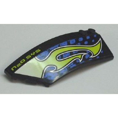 black wedge 8 x 3 x 2 open left with n2o sys and lime flames pattern stickers - set 8139