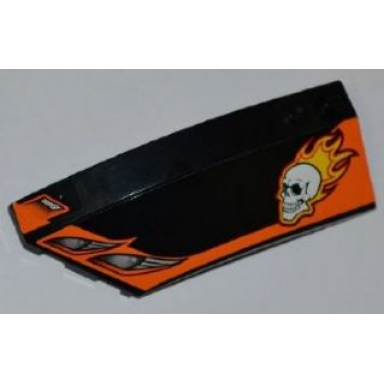 black wedge 8 x 3 x 2 open left with headlights skull and yellow flames pattern stickers - set 7971