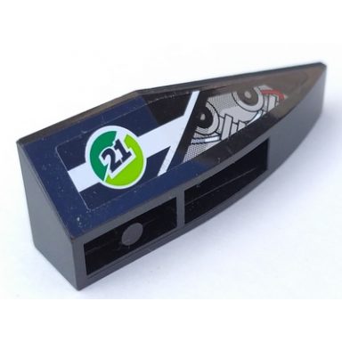 black wedge 6 x 2 inverted right with number 21 pattern sticker - set 8863