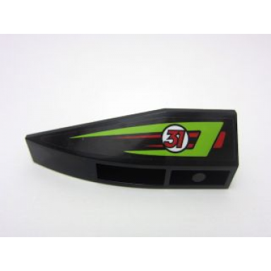 black wedge 6 x 2 inverted left with lime and red stripes and red number 31 pattern sticker - set 60114