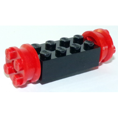 black brick modified 2 x 4 with red wheels freestyle and red pins 4180 4259 2344