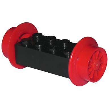 black brick modified 2 x 4 with red wheels train spoked small 23mm d and red pins 4180 wheel3 2344