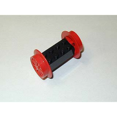 black brick modified 2 x 4 with red wheels train spoked large 29mm d and red pins 4180 wheel4 2344