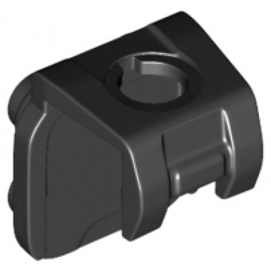 black minifigure neck bracket with 4 back studs and front harness