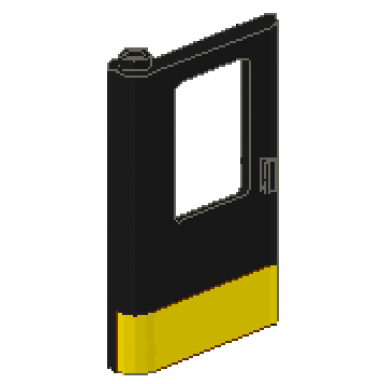 black door 1 x 4 x 5 train left thin support at bottom with yellow stripe pattern