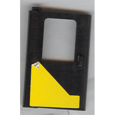 black door 1 x 4 x 5 train left thin support at bottom with yellow modified triangle pattern sticker - set 5542