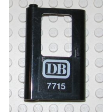 black door 1 x 4 x 5 train left thin support at bottom with db 7715 pattern sticker - set 7715