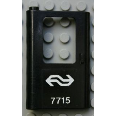 black door 1 x 4 x 5 train left thin support at bottom with dutch ns 7715 pattern sticker - set 7715