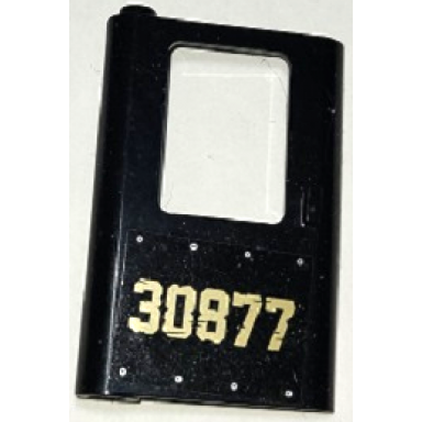 black door 1 x 4 x 5 train left thin support at bottom with gold 30877 and rivets pattern sticker - set 70424