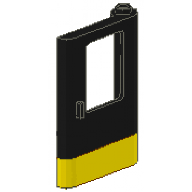 black door 1 x 4 x 5 train right thin support at bottom with yellow stripe pattern