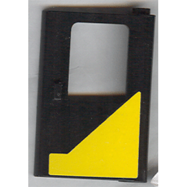 black door 1 x 4 x 5 train right thin support at bottom with yellow modified triangle pattern sticker - set 5542
