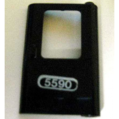 black door 1 x 4 x 5 train right thin support at bottom with white 5590 pattern sticker - set 5590