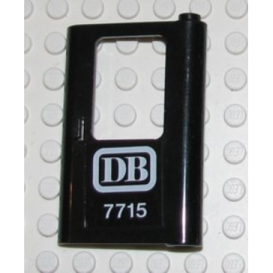 black door 1 x 4 x 5 train right thin support at bottom with db 7715 pattern sticker - set 7715