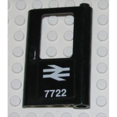 black door 1 x 4 x 5 train right thin support at bottom with british railways 7722 pattern sticker - set 7722