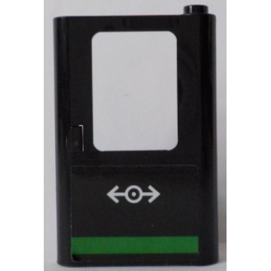 black door 1 x 4 x 5 train right thin support at bottom with train logo and green horizontal line pattern sticker - set 60154
